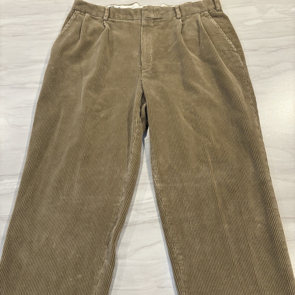 VTG Lands' End Men's Corduroy Pants 36 Tan/Khaki Double Pleated Traditional Fit - Picture 3 of 14